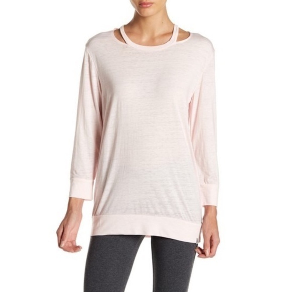 ANDREW MARC 3/4 Length Sleeve Burnout Tee-L